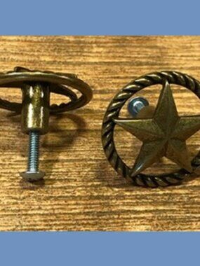 Set of Two (2) Antique Style Brass Star Rope Edge Drawer Handles Two (2) 52318